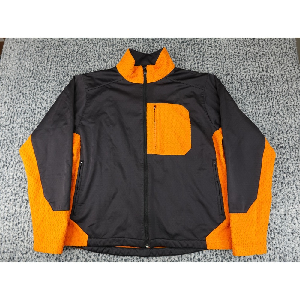 Pilot Full Zip Jacket Mens L Black Orange Waffle Fleece Panel Techwear 11704